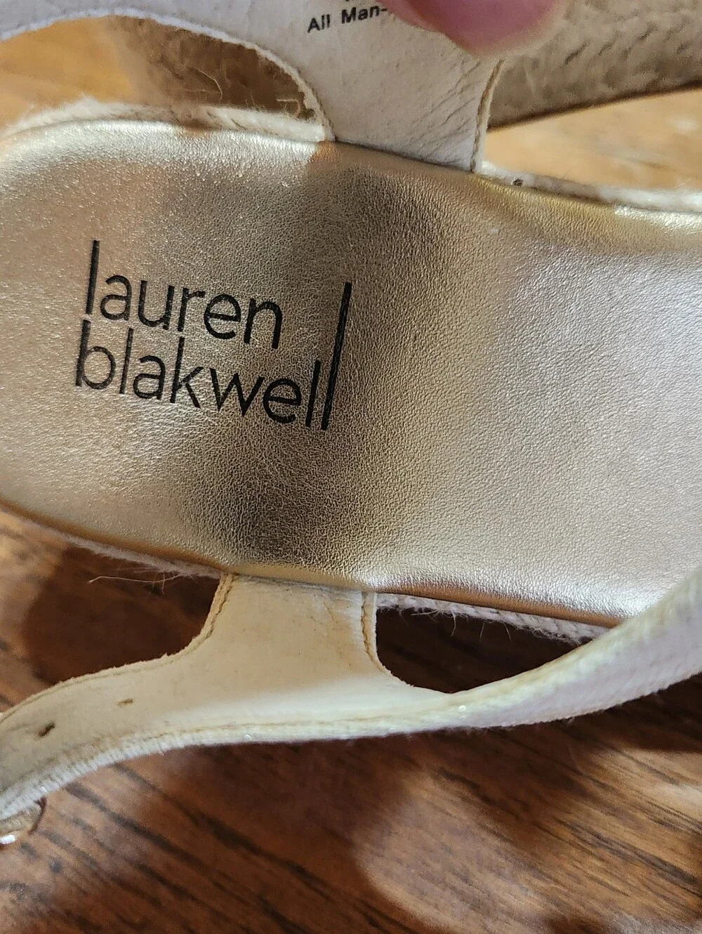 Lauren Blakwell Gold Metallic T-Strap Sandals Size 7.5